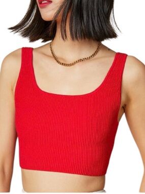 Aritzia Babaton Red Ribbed Knit Squareneck
Cropped Tank Top Size Small